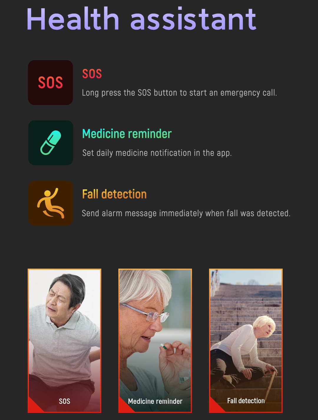 นาฬิกาอัจฉริยะตรวจจับการล้ม สำ - Fall Detection Watch บทวิจารณ์และราคา